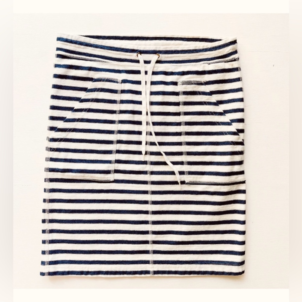 EUC 1 XS/S ORSLOW JAPAN Navy Stripe Cotton Skirt Pull On Drawstring Nautical